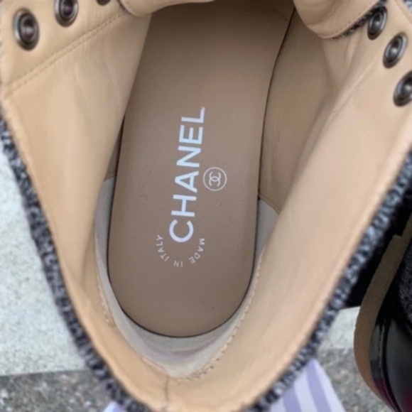 Chanel CC Tweed Lace-Up Ankle Boots - Picture 8 of 14